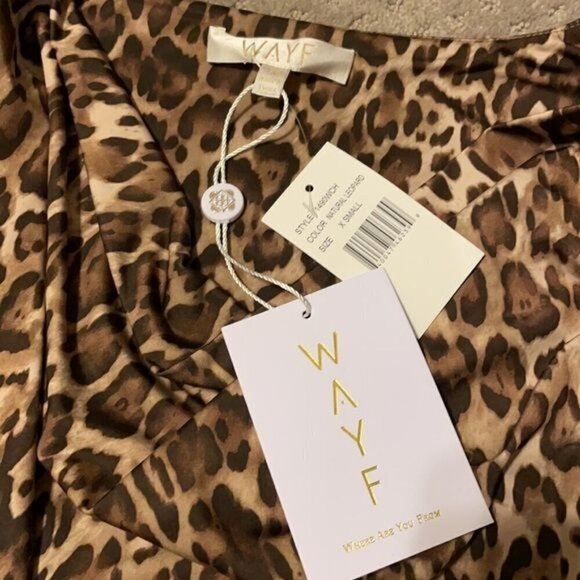 NWT WAYF Bodysuit Solano Ruched Cowl Neck Leopard Animal Print Size XS - Picture 7 of 9